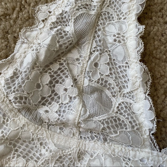 Free People White Floral Lace Halter Bralette, XS - Picture 3 of 5